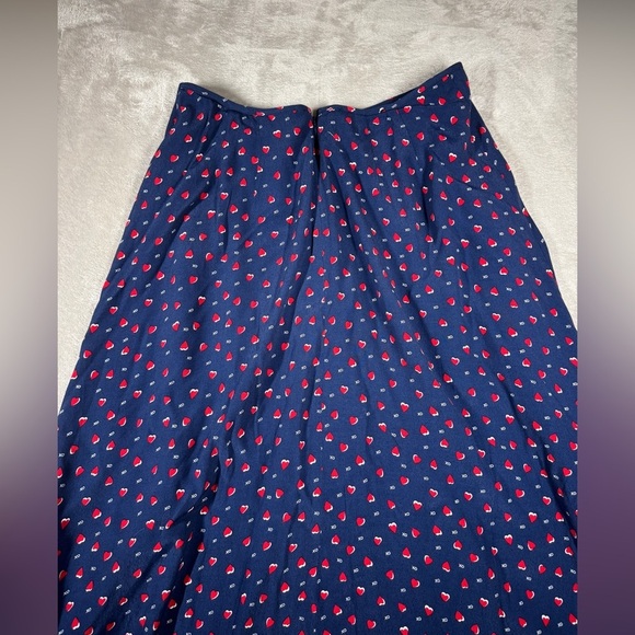 Talbots Navy Blue Red Heart Print XO Midi Slip Skirt Size 8 - Picture 13 of 16